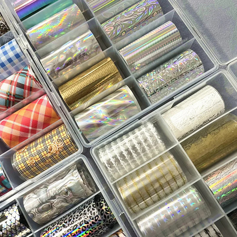 4 Boxes Mixed Nail Foils for FlowersTransfer Paper Metal Stickers Champagne Nails Wraps Silver DIY Golden Nail Art Decorations 250314
