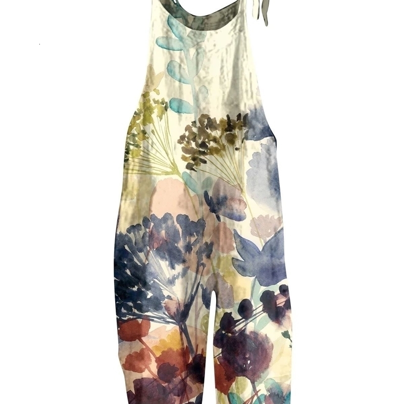 2024 SpringSummer Womens Digital Printed Gradient Sleeveless Casual Loose Thin jumpsuit 250320