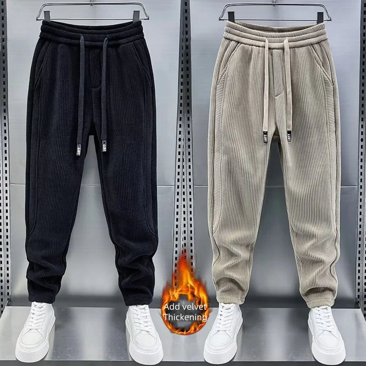 Mens plus size mens winter clothing loose pants gym Trouser sports tracking goods brush 250320