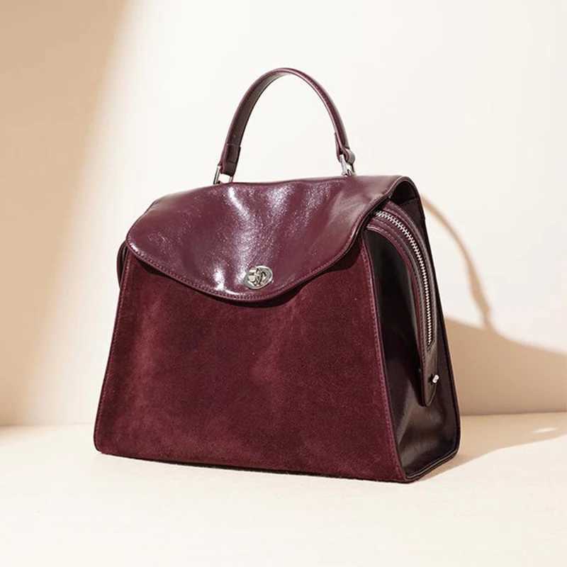 Simple niche large capacity commuting backpack suede leather shoulder bag womens Christmas gift New Year red womens bag Y250320
