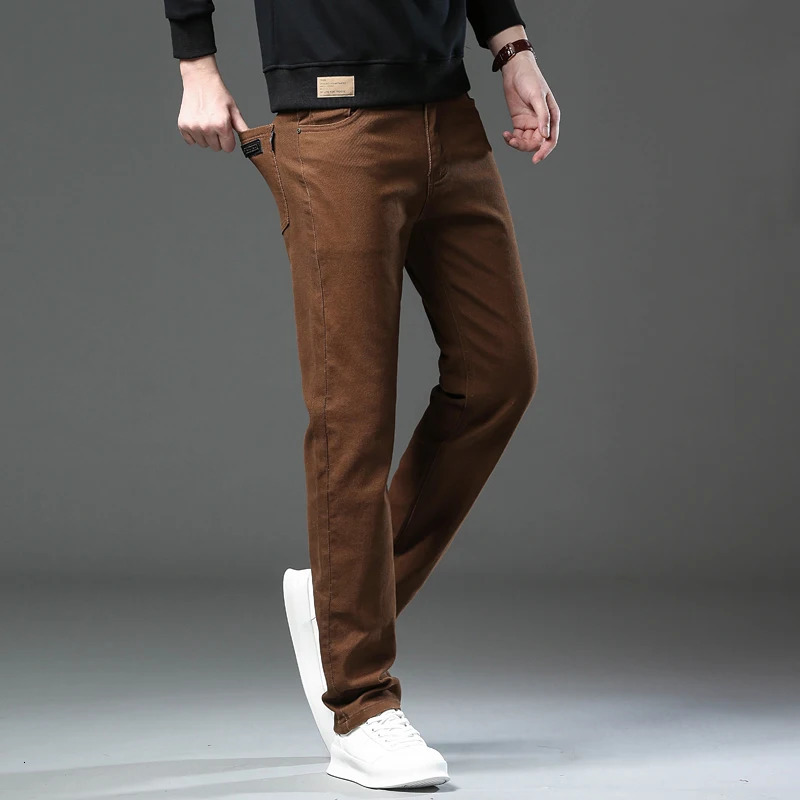 Fashion Loose Straight Business Casual Stretch Denim Pants Male Trousers 3 Colors Plus Size Mens Clothing Slim Jeans 2844 250320