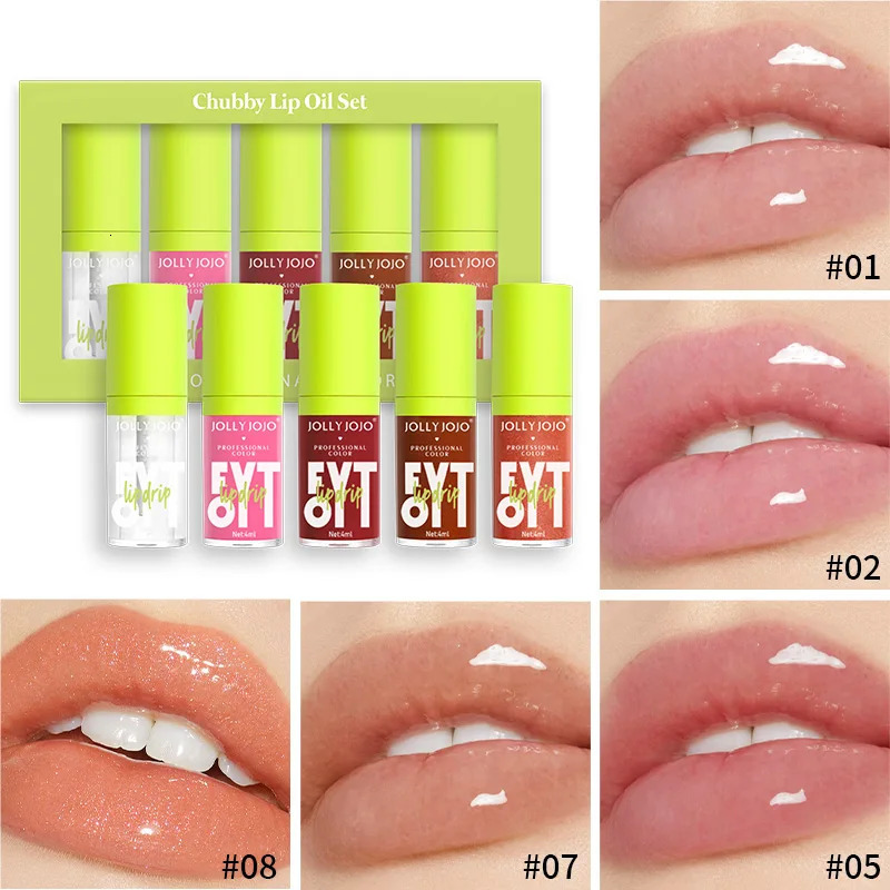 5PCS/Set Lip Gloss Lip Plumper Makeup Glitter Liquid Lipstick Transparent Lip Glaze Hydrating Lip Oil Cosmetic 250317