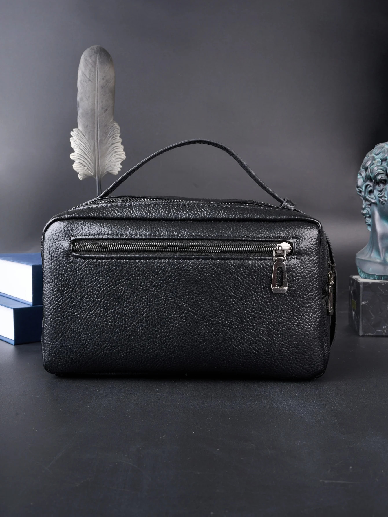 Mens large capacity business clutch bag with double zippers multi company wrist phone holder wallet 250317