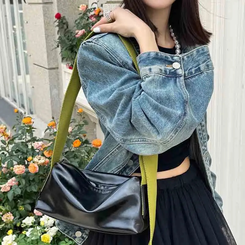 Cross bag shoulder genuine leather womens wide woven belt comparison small square colorful jelly 250320