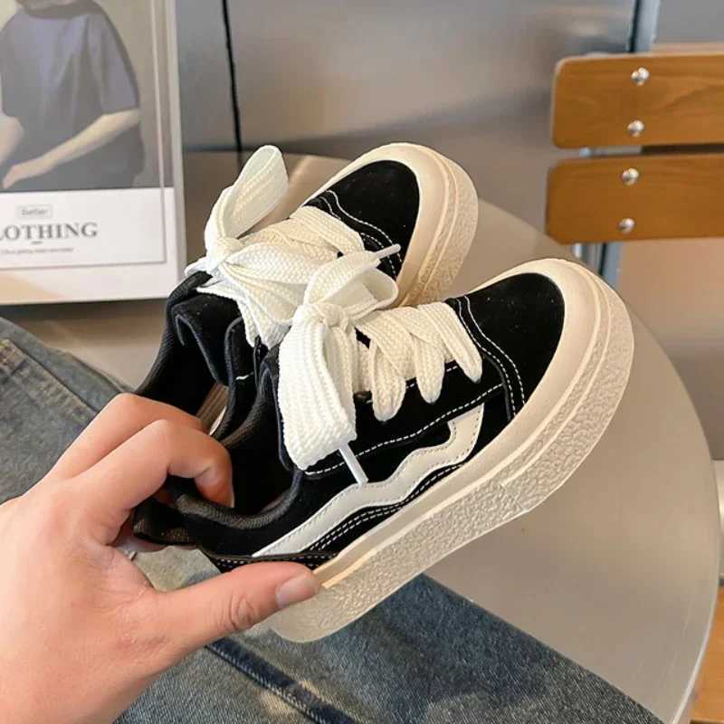 Children Striped Canvas Shoes Performance Shoes for Boys Toddler Girls Thick Bottom Platform Shoes Tennis 6-14 Y Spring AutumnT250321