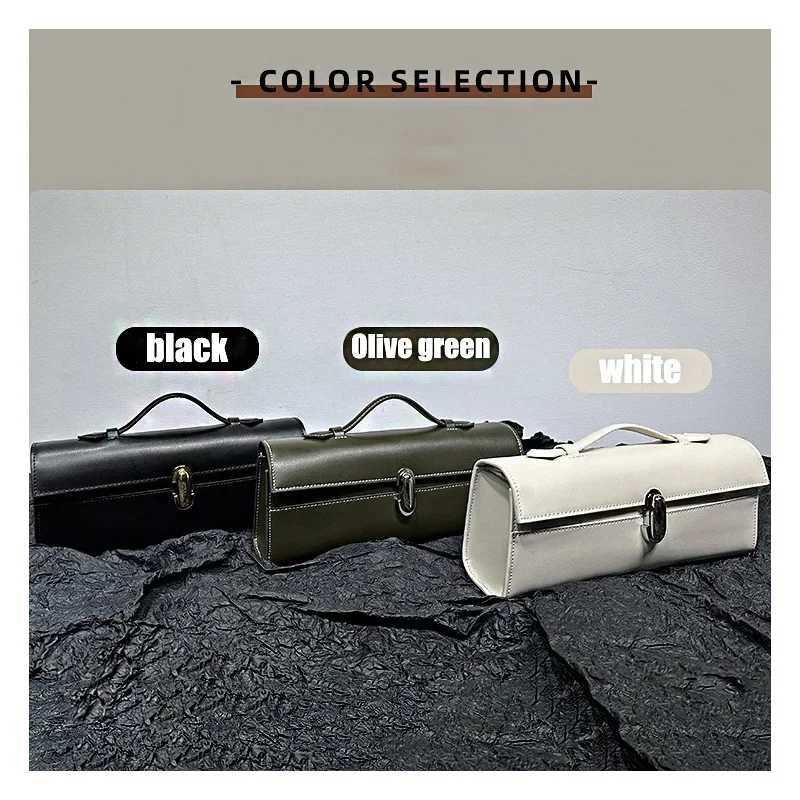 Savette Brand Genuine Leather Tote Womens Simple Handbag Small Square Bag Baguette Bags High Quality Savette Symmetry Slim Bag Y250320