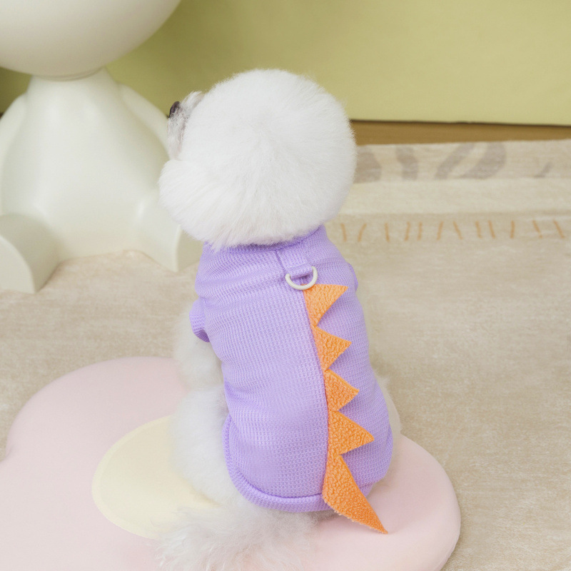 Summer Breathable Belly - covering Pet Clothes with Pink and White Strawberry Print. Suitable for Cats and Small Dogs, Perfect for Air - con