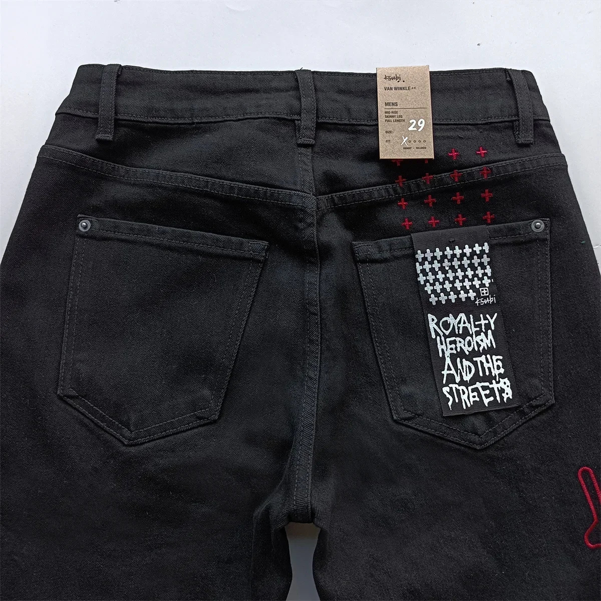 Cross Jeans Men Classic Retro wash black Letter Embroidery Trend Daily Casual Low Rise Stretch Skinny Jeans Pants 250320