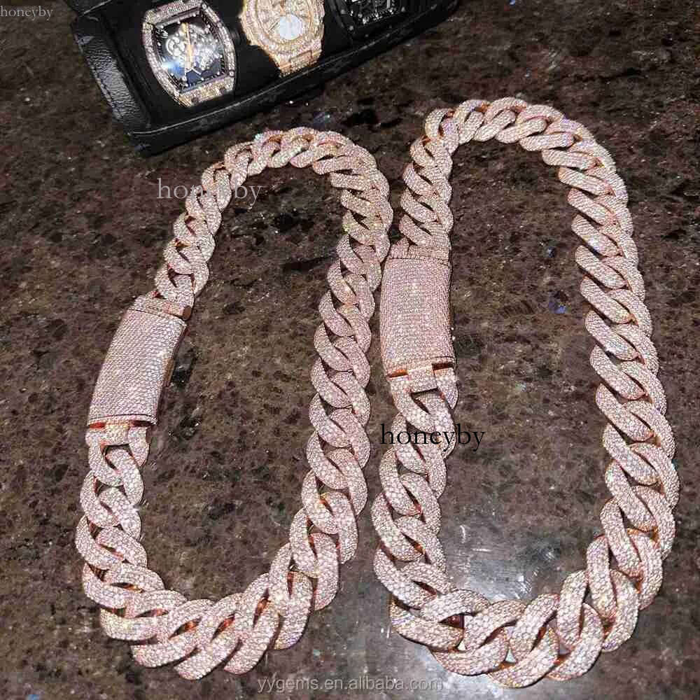 Heavy weight Cuban Solid sier iced out 5rows 6rows VVS moissanite dia chain k for mens hiphop jewelry daily life