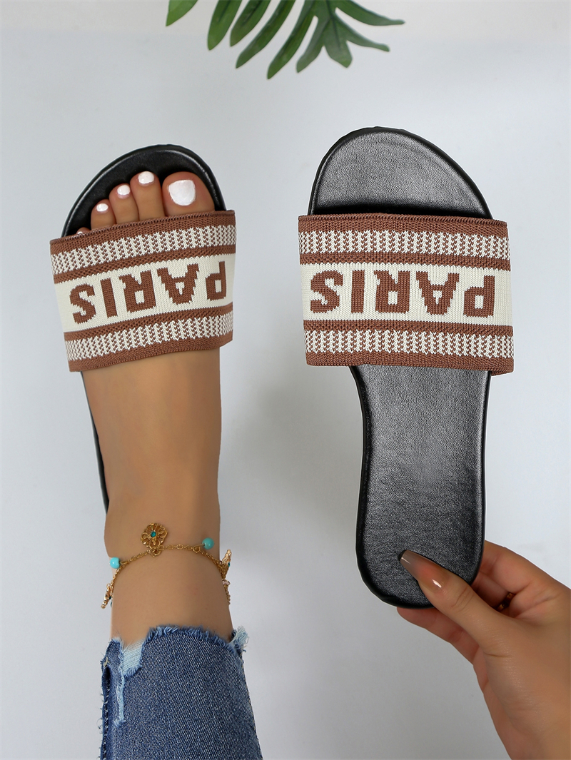 free shipping designer woman Sandals Rubber Flat Heel pink Brown