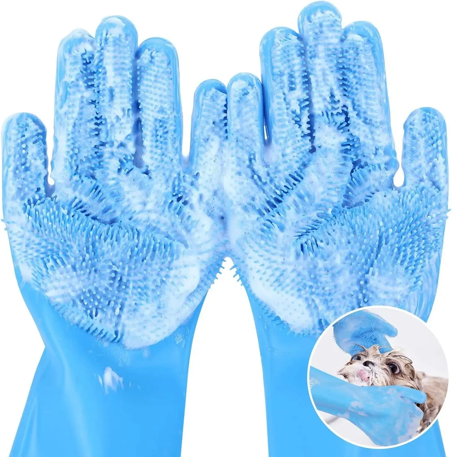 Pet Grooming Bathing Gloves Dog Cat Bathing Shampoo Scrubber Magic Massaging Cleaning Cleaner Sponge Silicon Hair