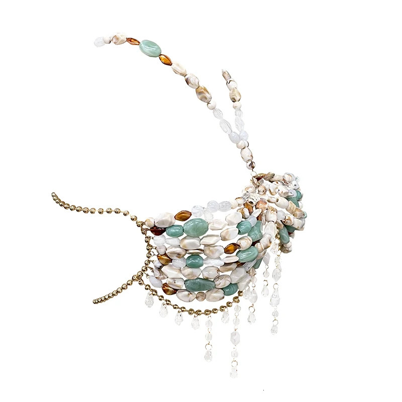 Sexy Girls Island Vacation Jewelry Bra Colorful Different Shapes Gem Hollow Metal Tassel Handmade Beaded Body Accessories 250320
