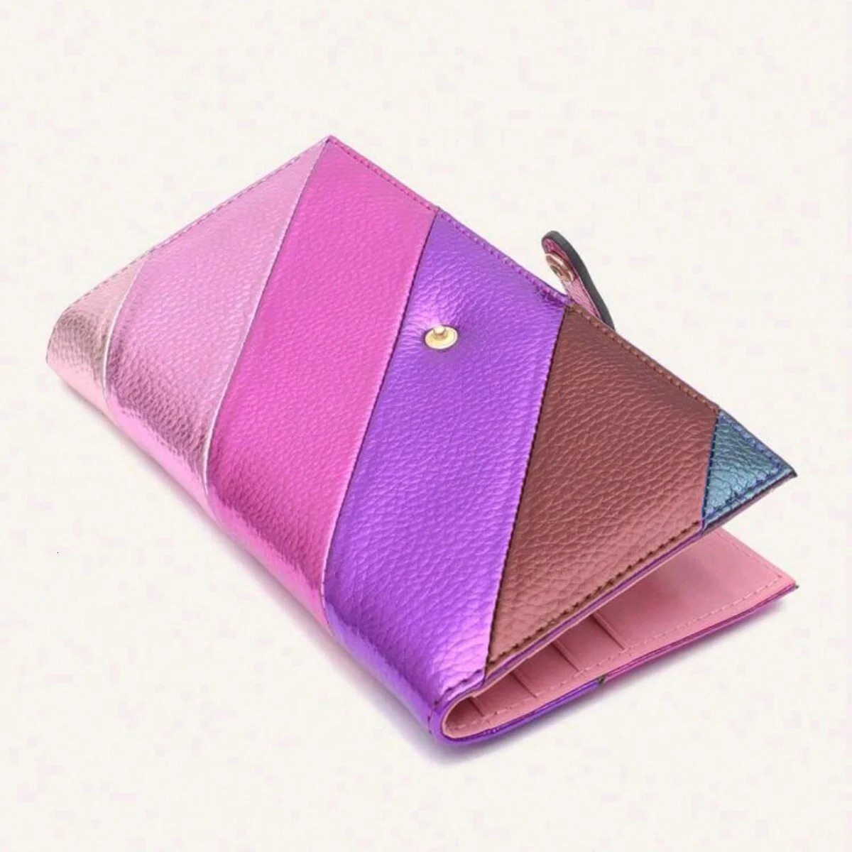 Womens PU leather stitching colorful dinner party clutch bag portable wallet 250317