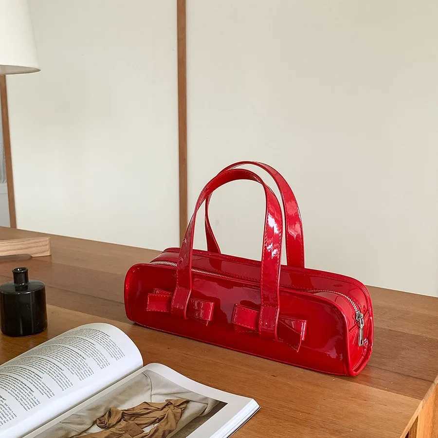 Bow design PU womens leather shoulder bag 2024 Korean fashion designer cross body bag womens solid color handbag Y250319