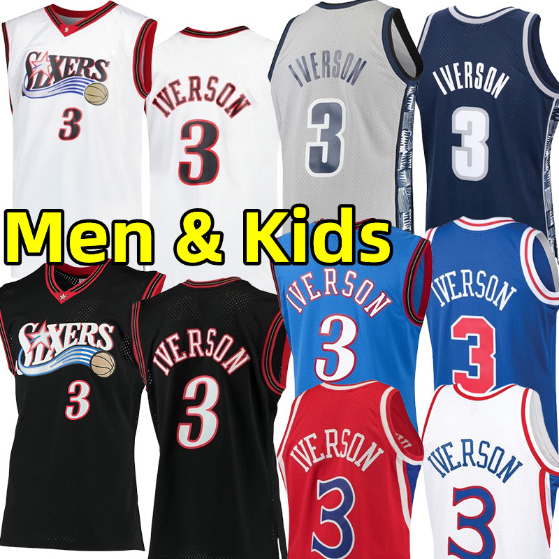 76erss Allen Iverson Retro Basketball Jerseys Men Youth Kids Jersey Georgetown Hoyas College University Classics vintage adult children Stitched