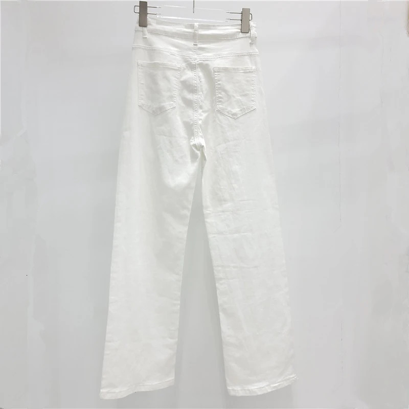 KBQ Solid Splicing Diamond Street Womens Jeans High Waist Splicing Zipper Hollow Straight Jeans Autumn Womens 250320