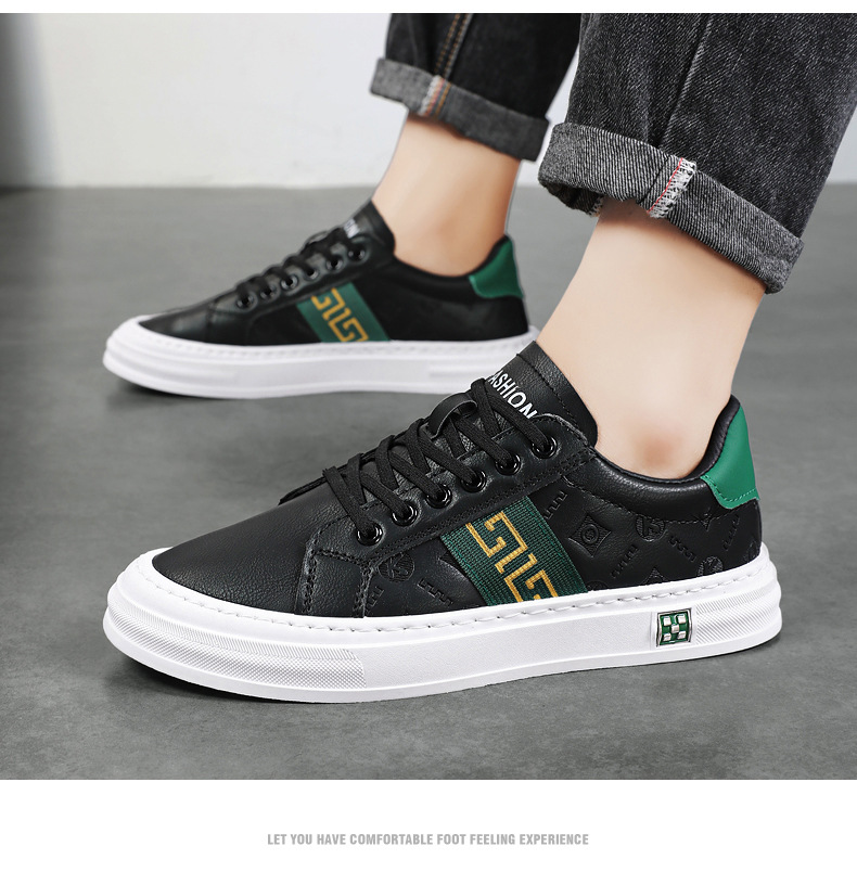 Men Shoes 2025 New arrival Embossed Breathable Athleisure Style Trend Versatile White Shoes Comfortable White Black Free shipping