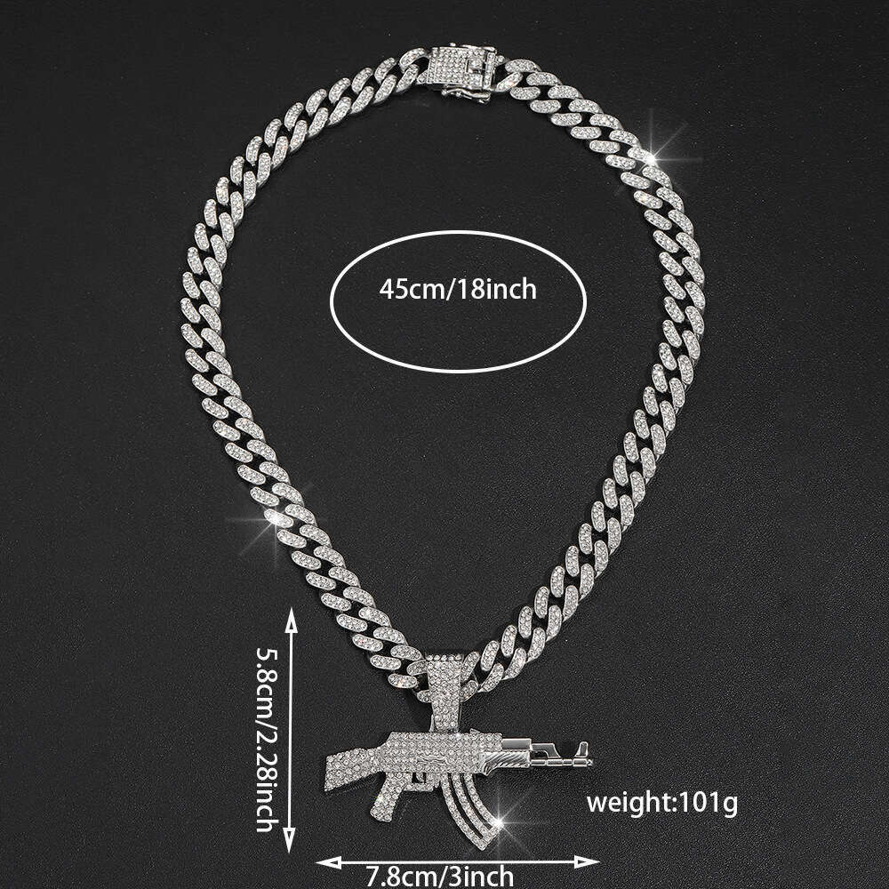 Alloy game peripherals AK subhine gun Cuban firearms necklace men's hip-hop style sweater chain