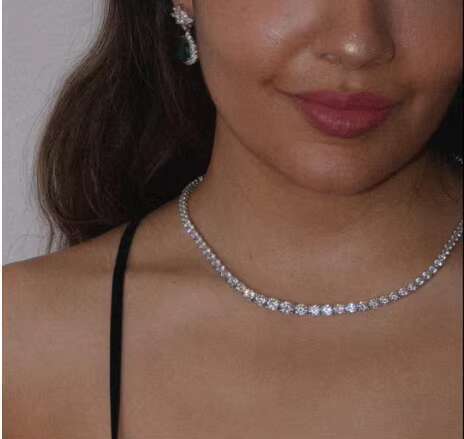 Necklace Solid Sterg Sier Iced Out VVS Moissanite Tennis Bracelet