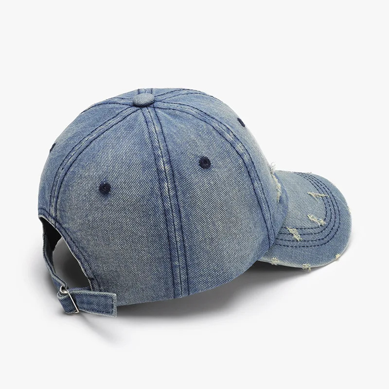 Wear resistant hole wash pad retro soft top hip-hop fashion skateboard Distressed mens baseball cap outdoor Sunshade womens Peaked cap 250320