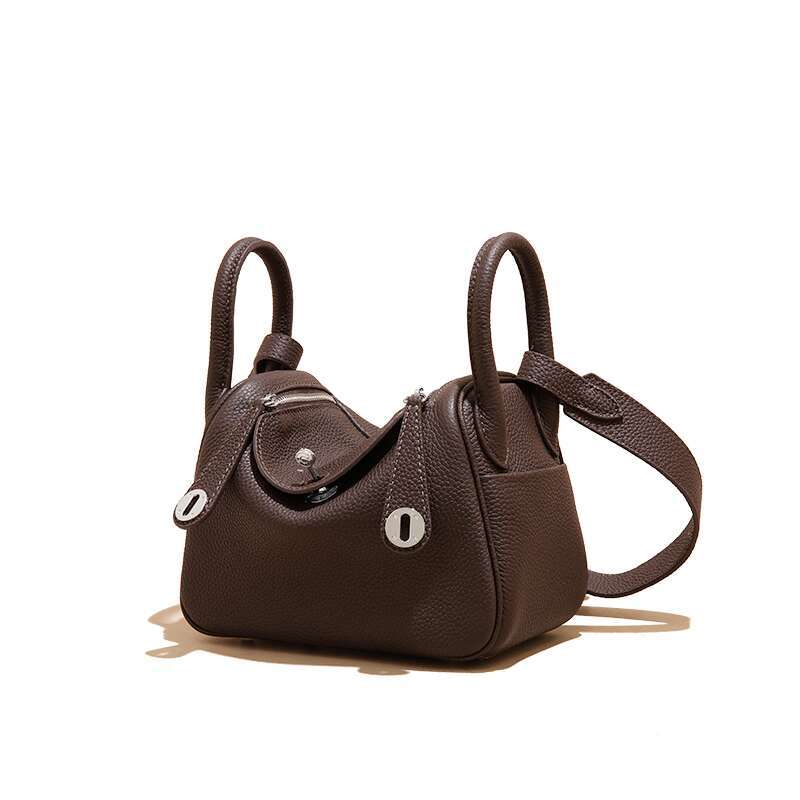 Women's Bags Genuine Leather Mini Lindi Women's Ebony Color, High-End Feeling, Doctor's New Single Shoulder Armpit Bag, Pillow Bag