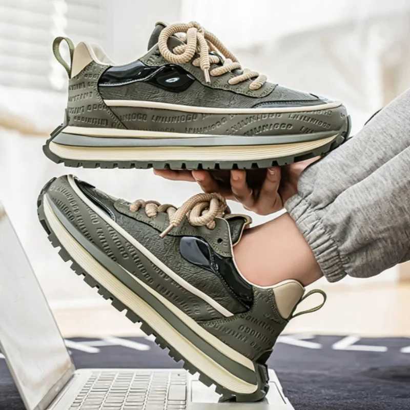 Hot Selling Mens Chunky Sneaker Fashion Non-slip Casual Sport Shoes Comfortable Lace Up Vcani Shoes Mens Slippers Y250320