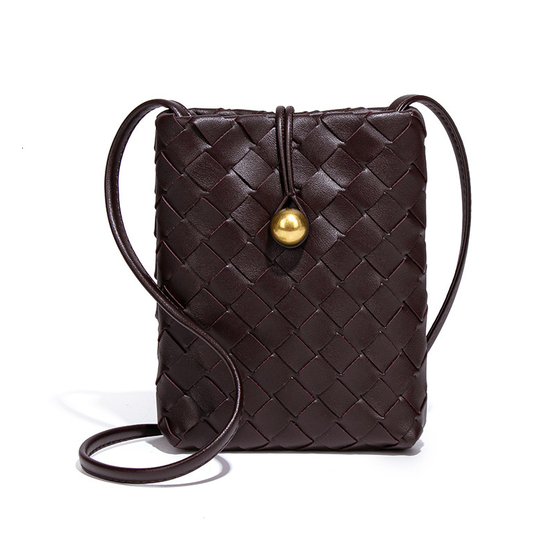 2025S Fashion Designer Fashionable Mini Vertical Woven Phone Bag Versatile Crossbody Wallet Niche Texture Trendy Single Shoulder Women S Bag