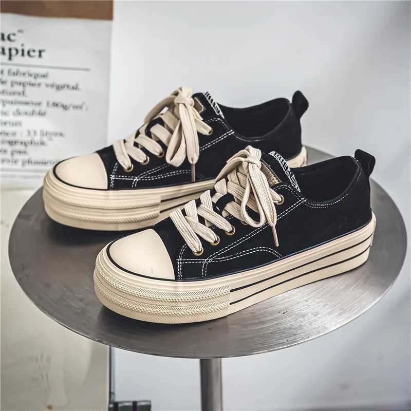 Mens Canvas Shoes Fashionable Breathable Platform Soft Mens Vcani Shoes Concise Lightweight Lace-up Unisex Mens Sneakers Y250320