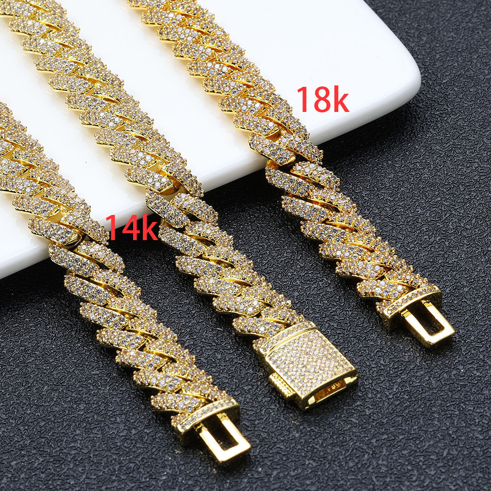 Women Mens Fashion Diamond Cuban Necklace 18K 14K Gold Plated Miami Cuban Iced Chain Jewelry Customized Laser
