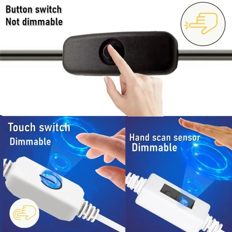 5V multicolor USB LED strip light COB switch touch sensor dimmable tape TV mirror backlight kitchen room night 250311