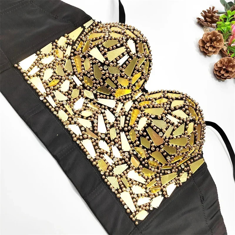 Summer High End Tops Women Corset Bling Diamond Sequined y2k Tank Woman Clothes Quality Push Up Bustier Ladies Crop Top 250320