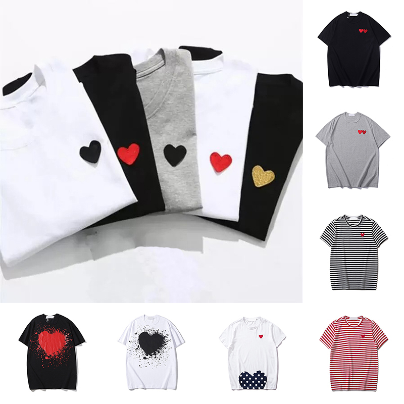 Summer t shirts Play designer mens popular small red heart printing tshirts men women couples t-shirt cotton embroidery casual women shirts 2024