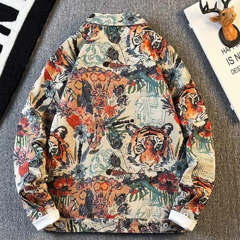 Men's Jackets Irregular Tiger-head Jacquard Spring New Casual Long-sleeved Fashionable Baseball Jacket Lapel Jacket