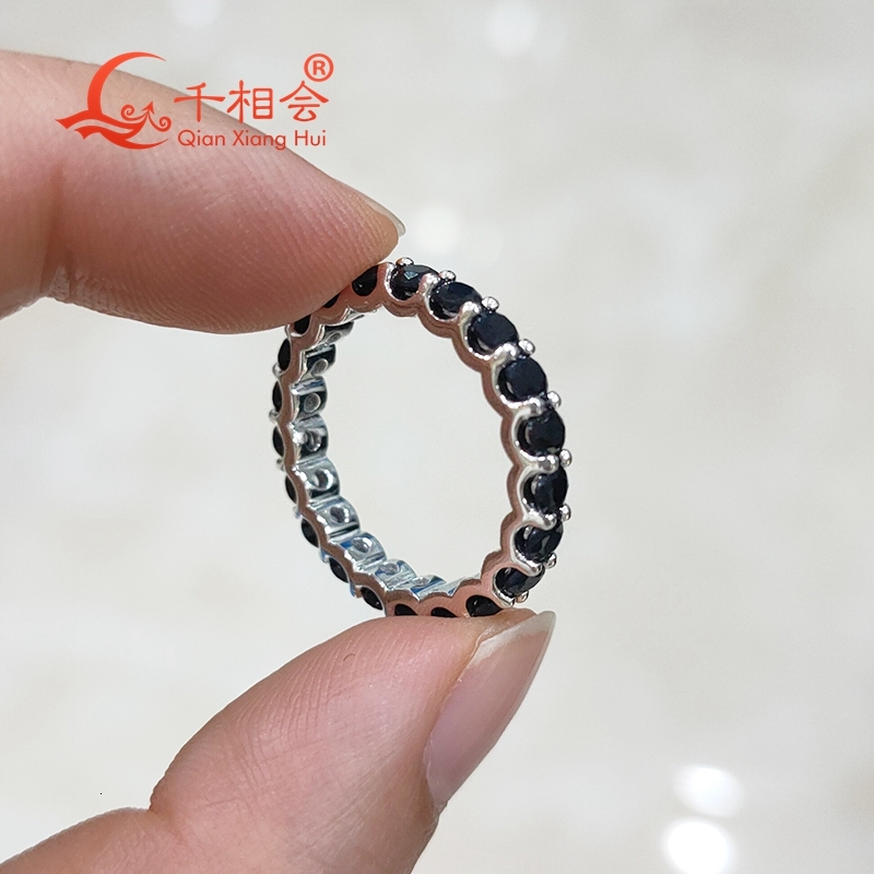 0.1ct 3mm black color round moissanite diamond ring s925 silver Eternity Band jewelry Engagement Ladies men