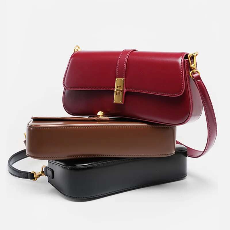 2024 New Genuine Leather Women's Underarm Bag High Quality Ladies Shoulder Crossbody Bags Brands Designer Female Retro Handbags