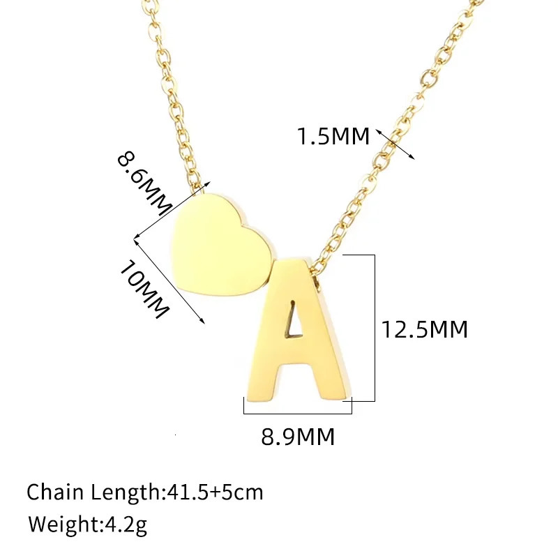 2025 Fashion Simple Tiny Heart Dainty Initial Necklace With Letter Name Women Stainless Steel A-Z Alphabet Choker Chain Jewelry 250313