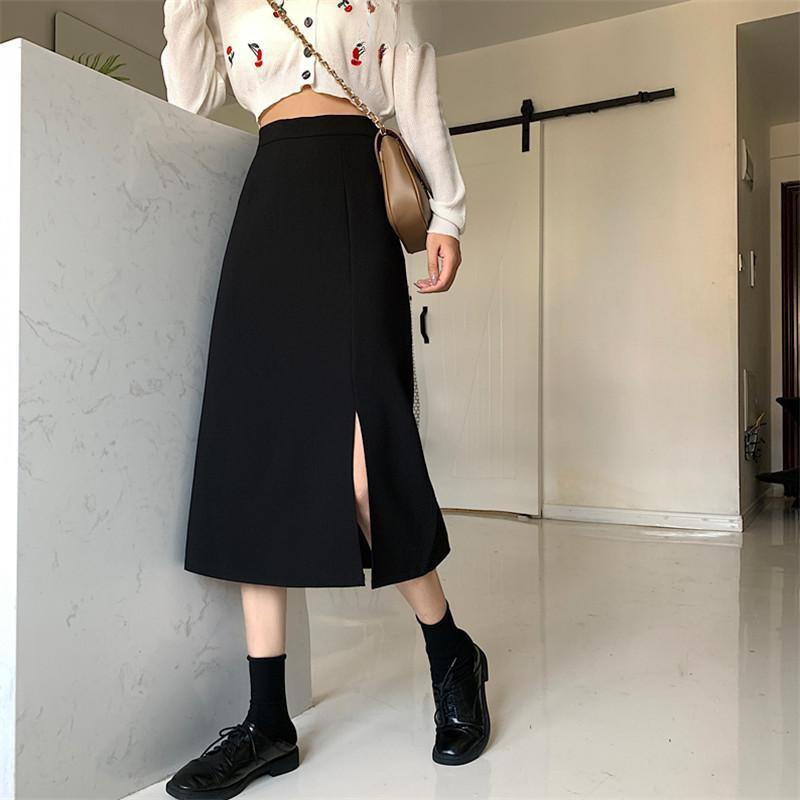 CL495 A4 top quality Hong Kong style long skirt slit skirt women's high waist short skirt