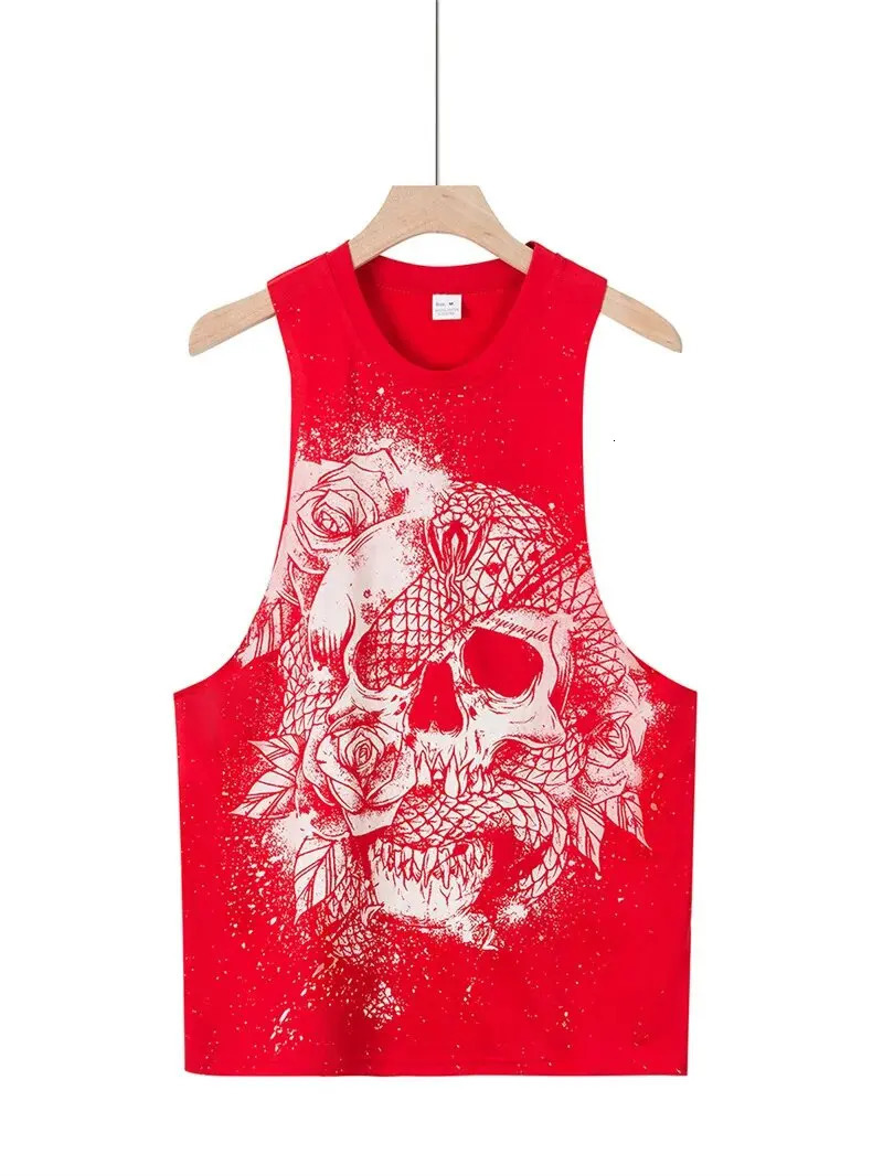 025 Summer fitness Tank Top Men Fashio Comfortable Printed Loose tops Retro Style Sports Leisure Sleeveless vest Men sportswear 250320