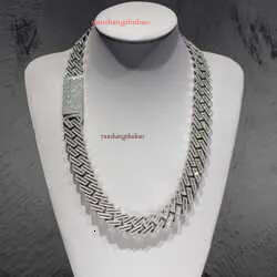 KIBO Hip Hop Jewelry 18MM Sier VVS Baguette Moissanite Dia Cuban k Chain