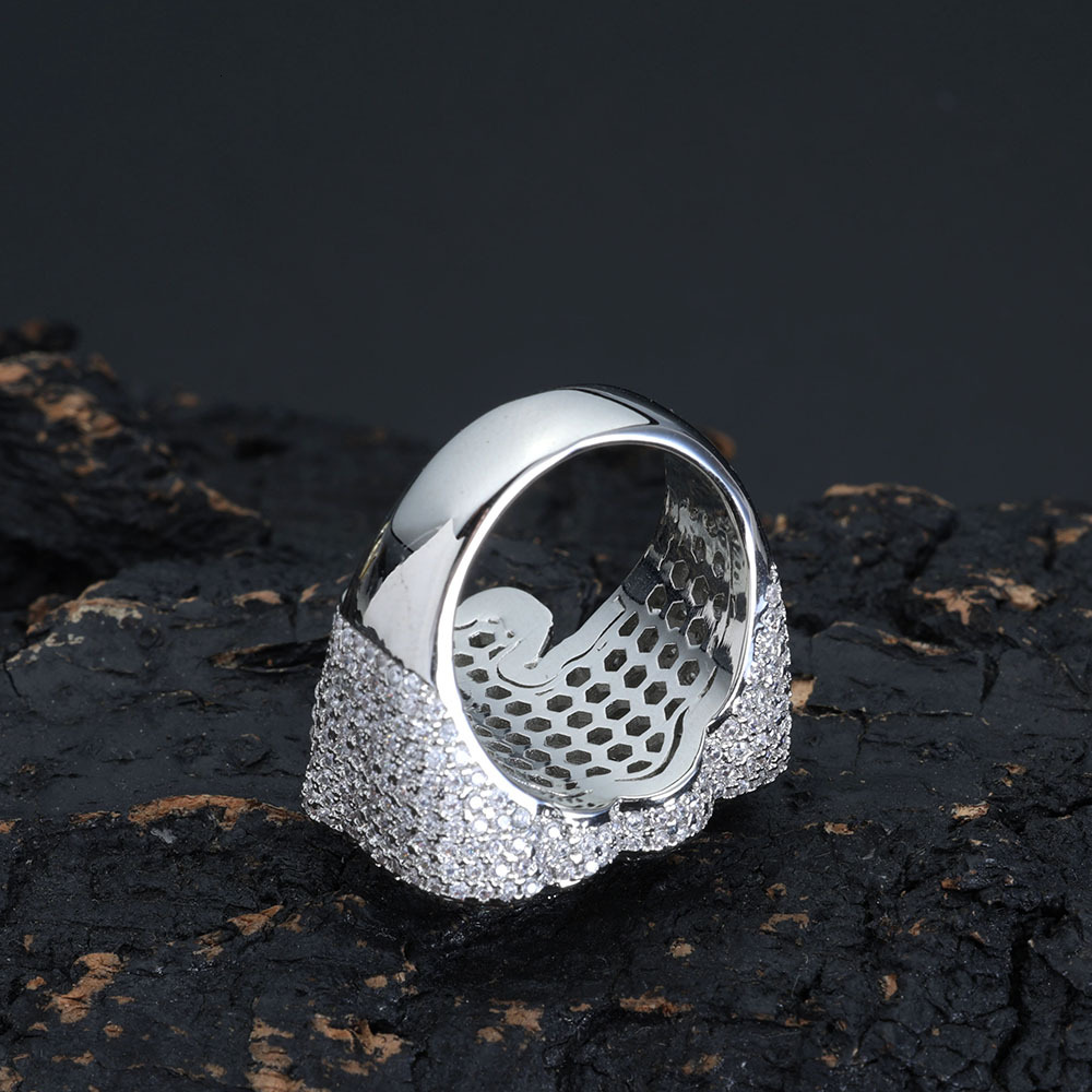 NUOYA New Design Iced Out Diamond Allah Ring Hip Hop Jewelry Fashion Brass CZ Fire Ring For Men Women