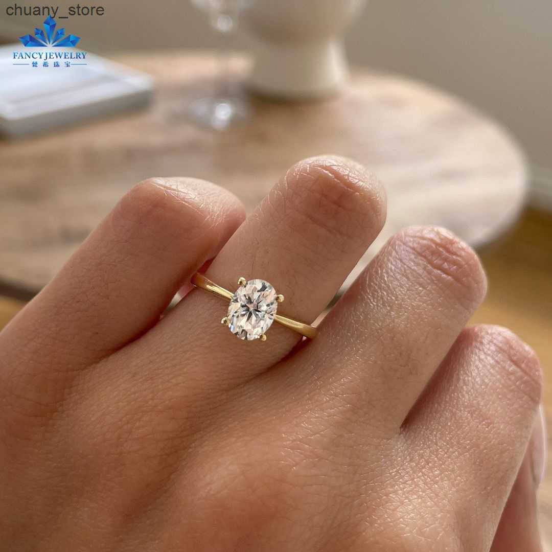 Solitaire Ring Fancy 14K 0.5Ct 1Ct 1.5Ct 2Ct Oval Cut CVD Lab Grown Diamond Rings D-VS1 Diamond Solitaire Wedding Engagement Rings Double Claws z25032