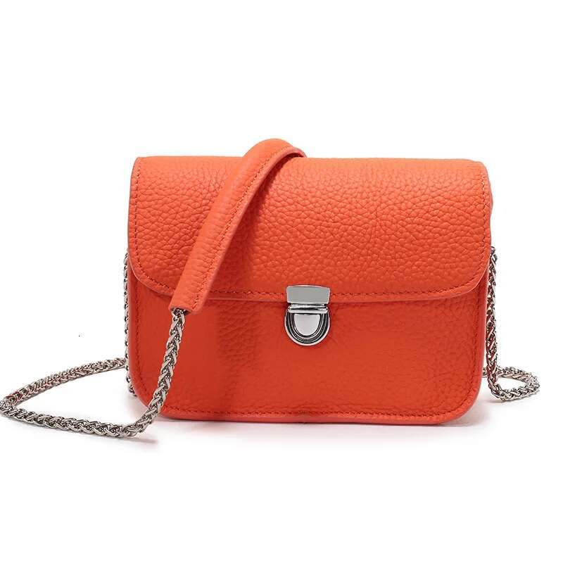 2023 Famous Brands Genuine Leather Women Messenger Fashion Chains Female Shoulder Bags Mini Flap Bag Candy Colors