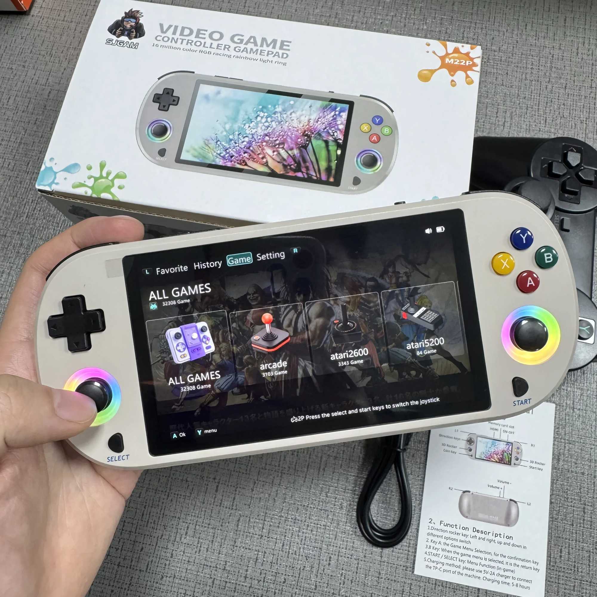 M22 Pro Handheld Game Csole 5.0 HD 1920*1080 IPS Display Support LINUX/ Emelec 4.3 for PSP Portable Pocket Video Player Z250325