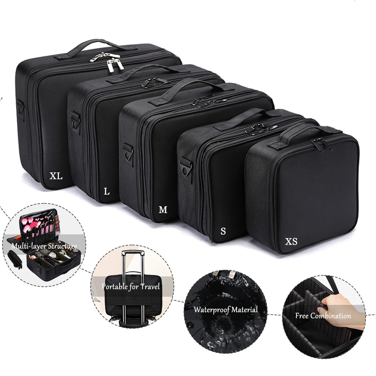 Three layer makeup box large waterproof Oxford cloth mannequin makeup toolbox travel underwear storage box 250320