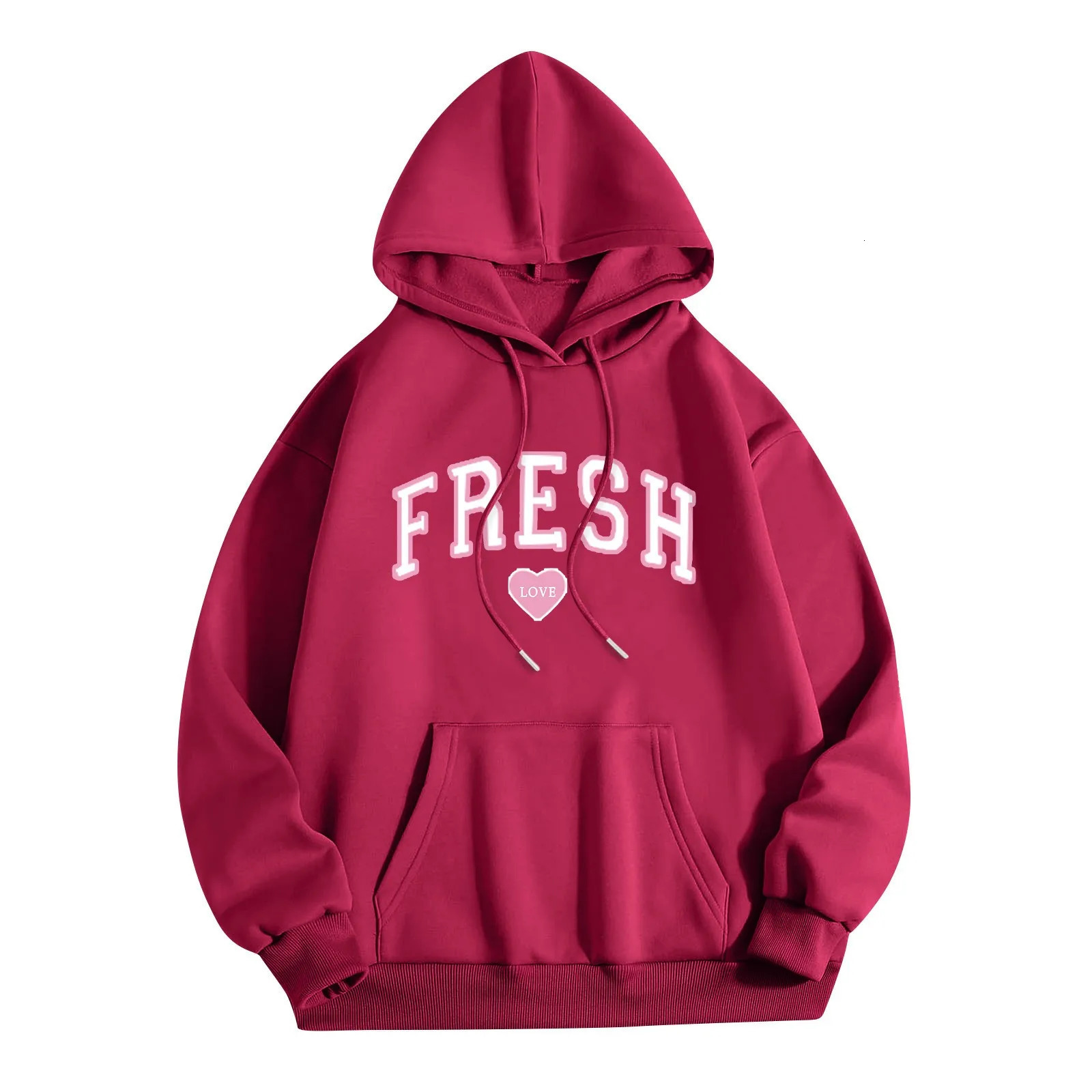 Printed Letter Crew Neck Sweatshirt Fresh Love Hooded Pullover Sweatshirt American Vintage Long Sleeve Classic Y2k Hoodies 250320