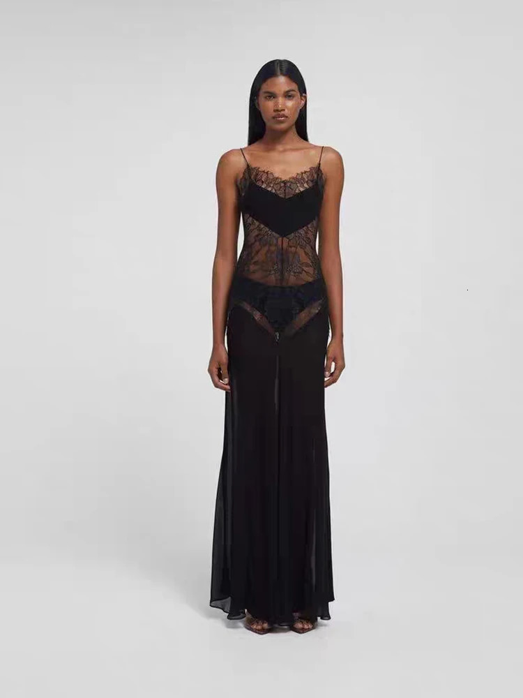 Nibber Vacation Patchwork Women Dress Sexy Backless Sleeveless Summer Trend See Thorugh Skinny Elegant Clubwear Maxi Bodycon 250317