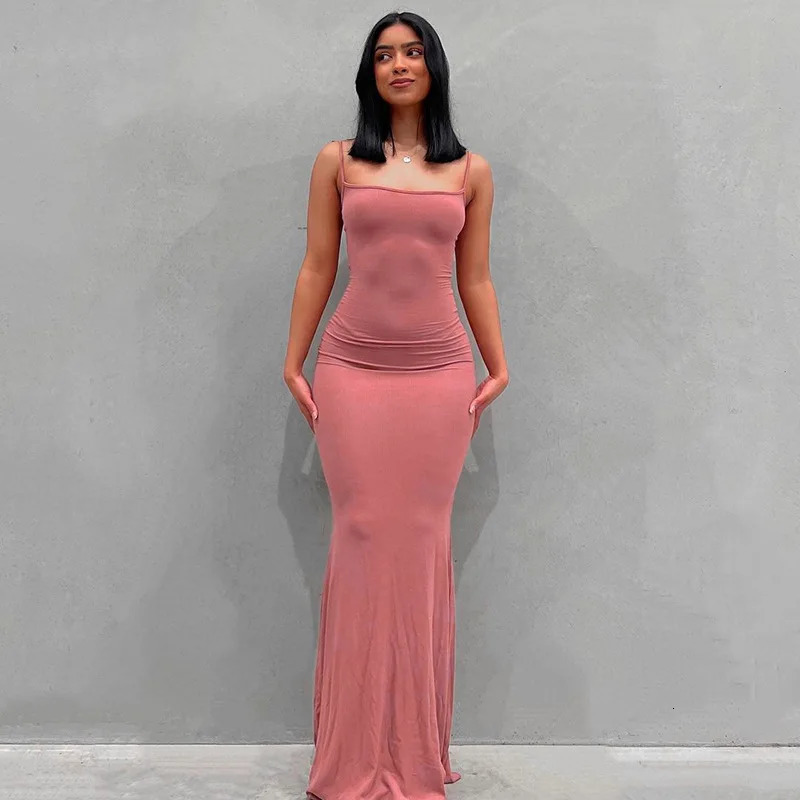 WUZIJING satin slip sleeve backless long dress Y2K summer tight fitting elegant sexy womens birthday party club 250320