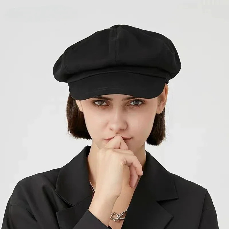 Octagonal hat mens breathable cotton baseball cap womens spring and summer gentleman fashion British retro casual beret mens and girls 250320