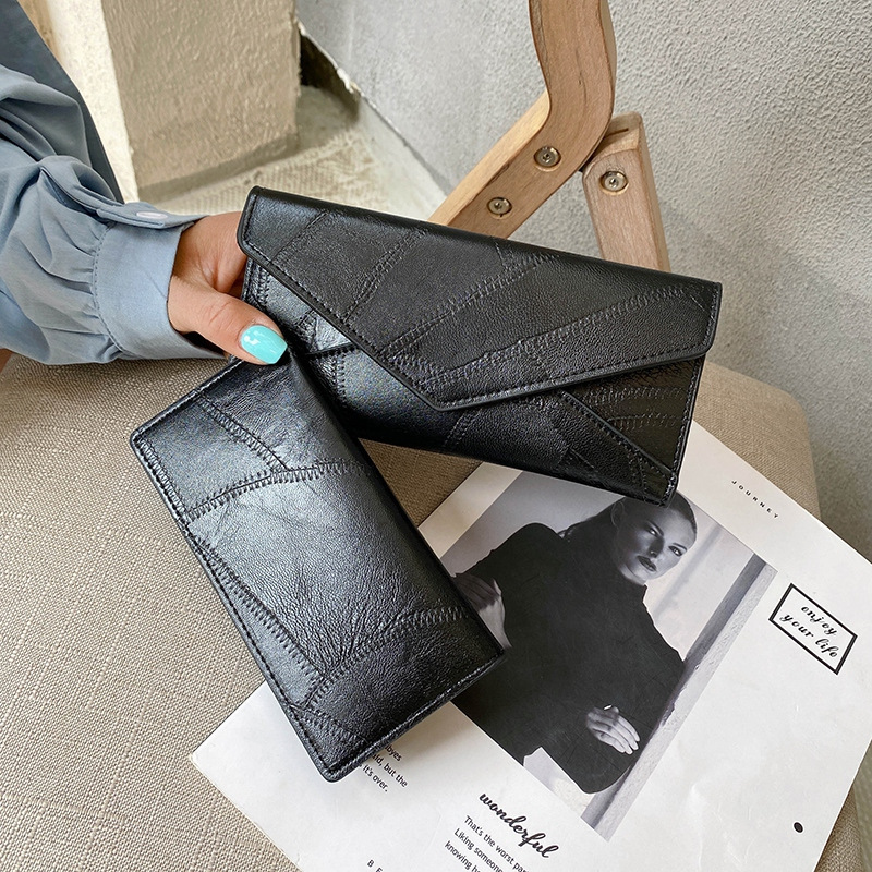 2025S Trend Designer New Fashion Envelope Wallet PU Splicing Card Long Handheld Women S Bag