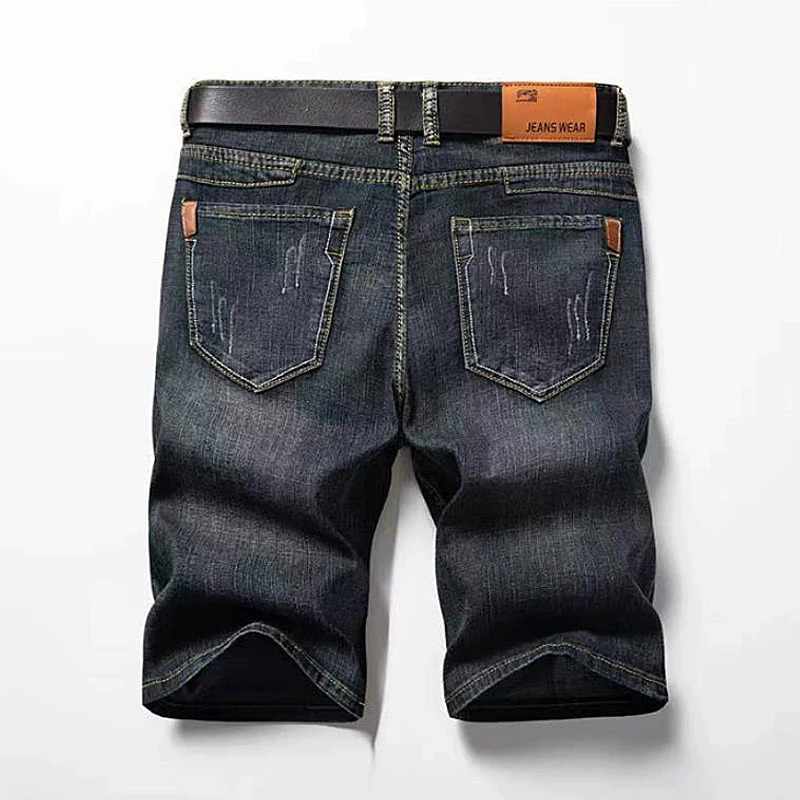 Classic denim shorts for men in summer straight leg long casual slim fit solid color fashionable mid length pants 250312